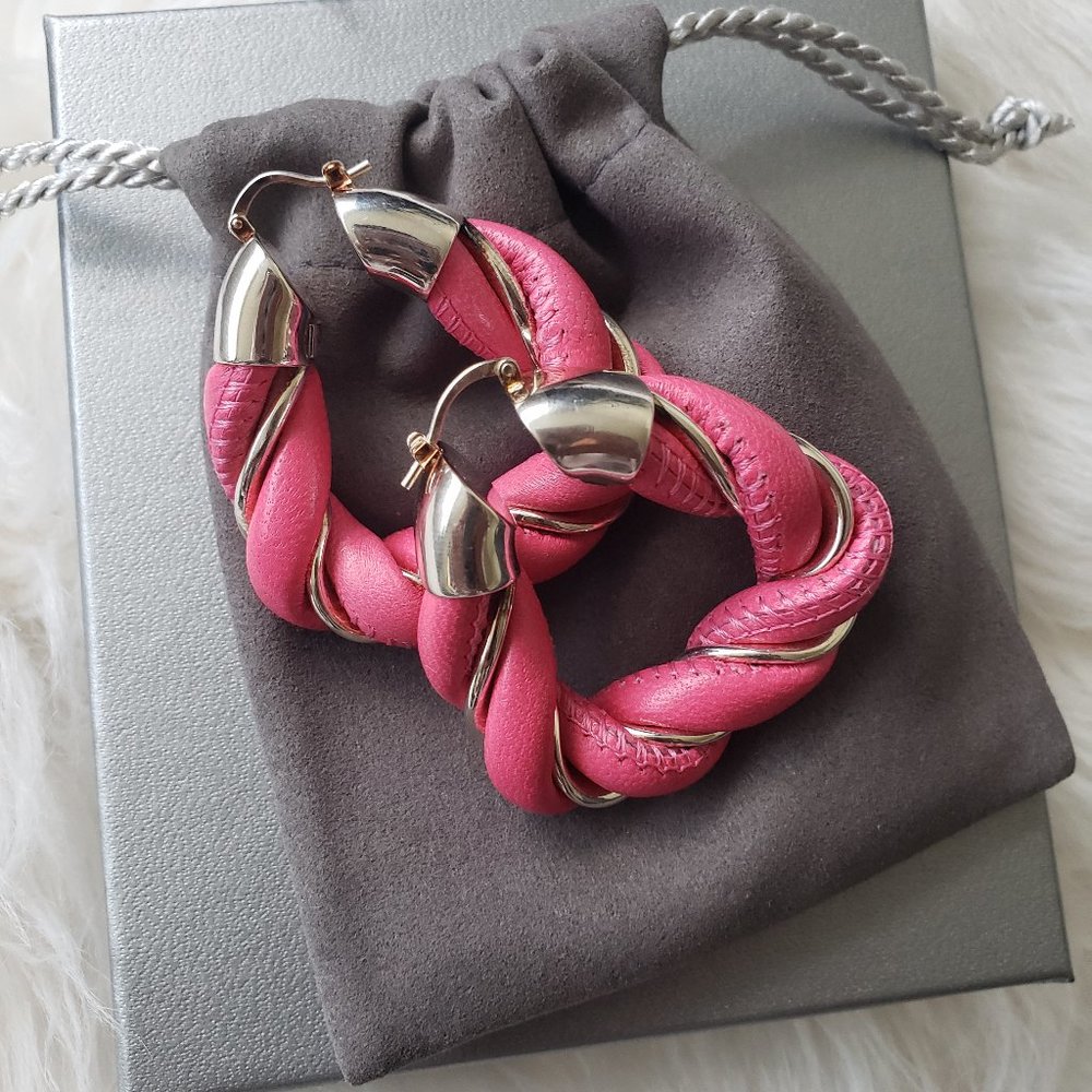 **SOLD** Bottega Veneta Twisted Leather Earrings